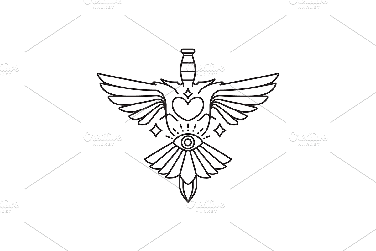 bird warrior guardian line logo, a Branding & Logo Template by devastd