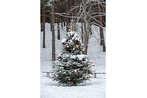 Christmas tree was decorated with, a Holiday Photo by COLORFUL