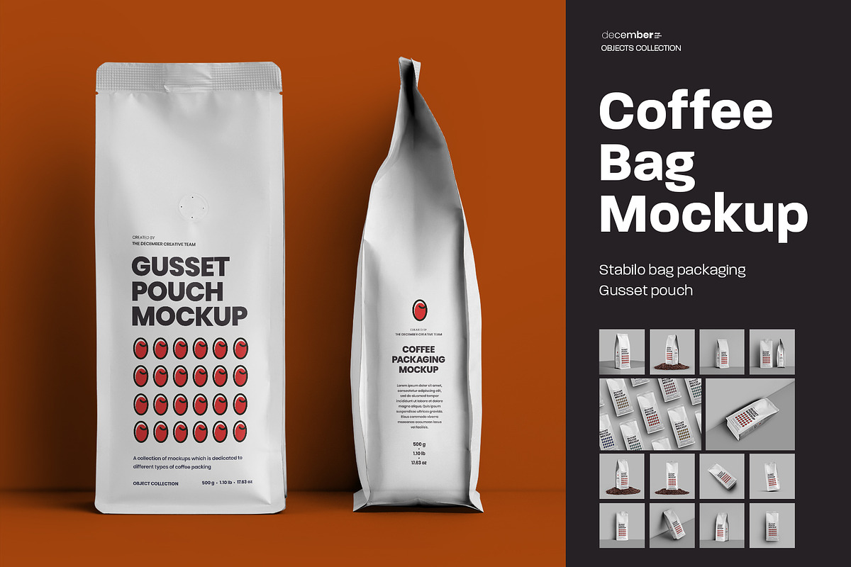 14 Coffee Bag Mockups. Side Gusset, a Packaging Mockup by Grow Design Craft Studio (Photo 1 of 6)