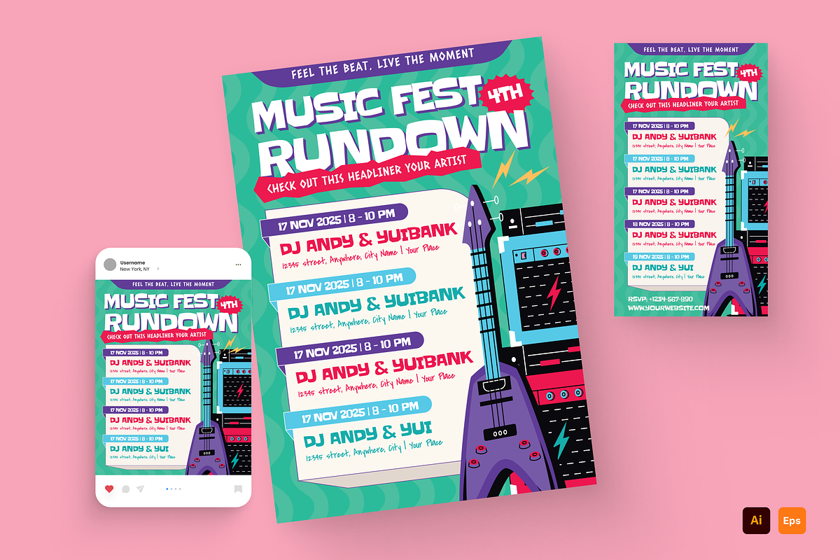Music Fest Schedule Event Flyer, a Flyer Template by MMPixelCraft (Photo 1 of 4)