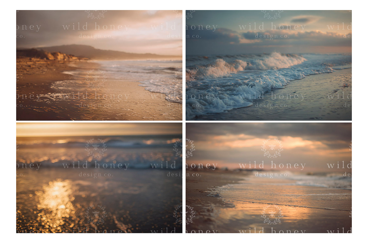 16 Sunset Beach Digital Backdrops, a Layer Style Add-On by Wild Honey Design Co. (Photo 2 of 5)
