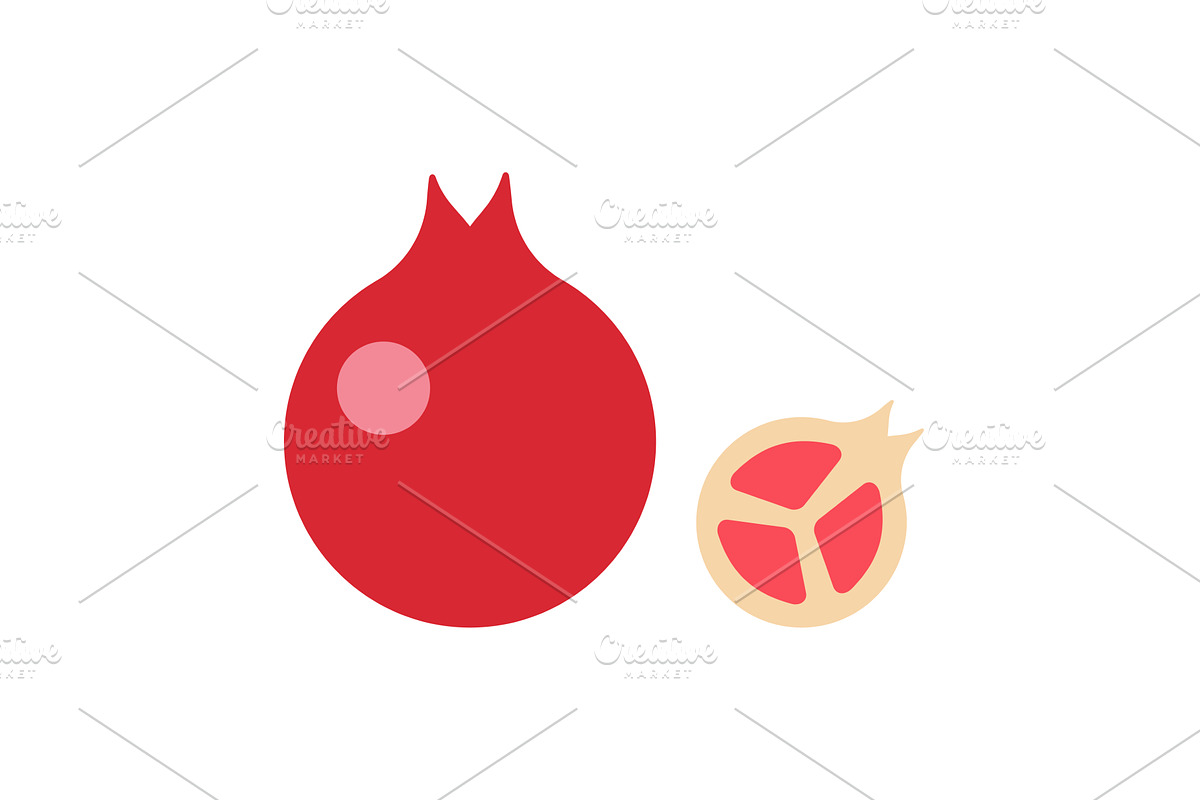 Fruit line icons featuring garnet, an Illustration by okskukuruza