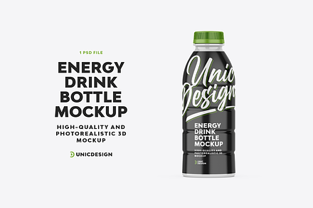 Energy Drink Bottle Mockup, a Product Mockup by UnicDesign