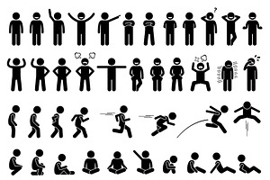 Children Kids Pose Actions Postures, an Icon by Leremy Stick Figures