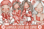 Whimsical Easter Girl Clipart., an Illustration by Designking (Thumbnail 1 of 5)