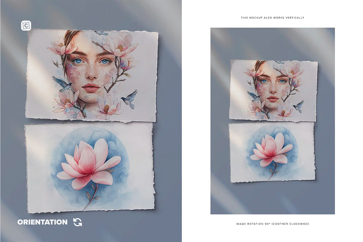Two A4 Deckled Edge Paper Mockup, a Product Mockup by Custom Scene (Photo 8 of 10)