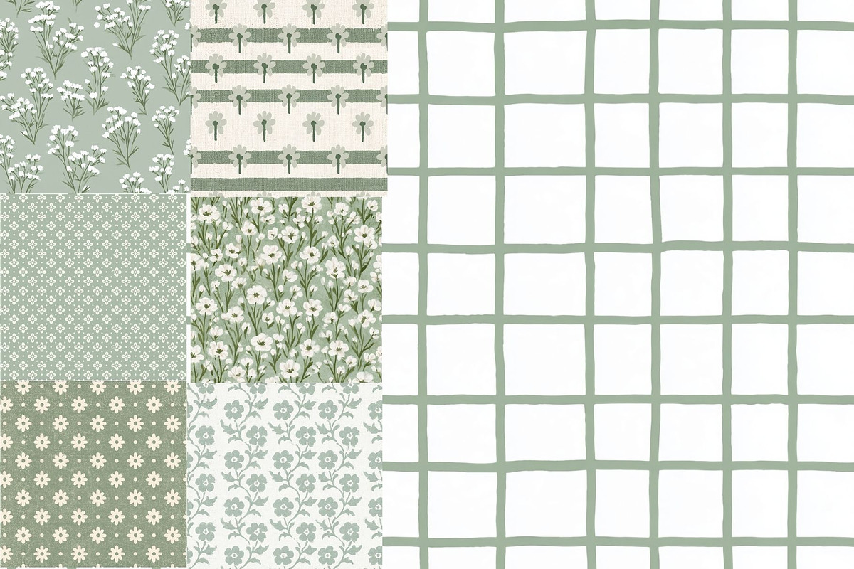 Sage Green Ditsy Floral Cottagecore, a Pattern Graphic by Pattern Whimsy (Photo 4 of 9)