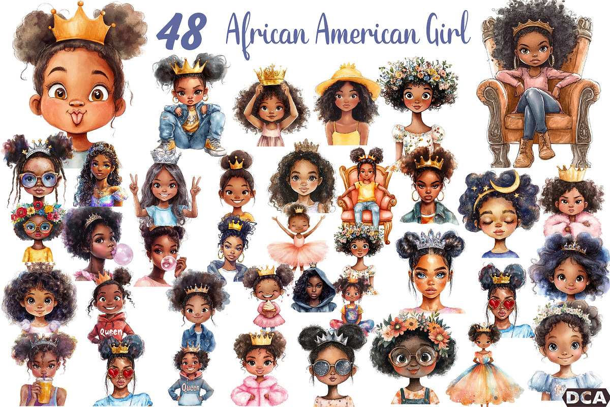 Quirky African American Girl, an Illustration by DreamCafeArt (Photo 1 of 3)