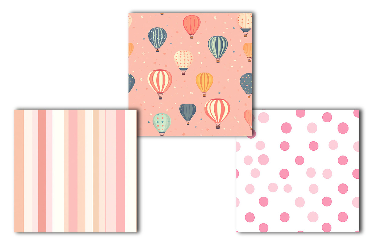 Hot Air Balloon Seamless Digital Pap, an Illustration by OK Design (Photo 3 of 4)