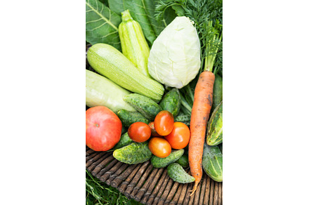 There is a wooden basket with, a Food & Drink Photo by Artsaba Family
