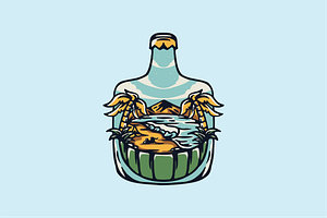 Tropical Island Inside a Bottle, an Object Illustration by nomlimo.com