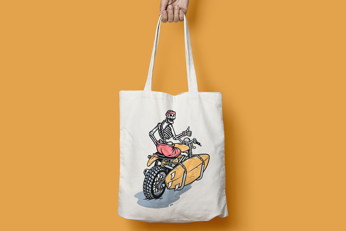 skull riding a motorbike surfboard, an Illustration by gunaonedesign (Photo 3 of 4)