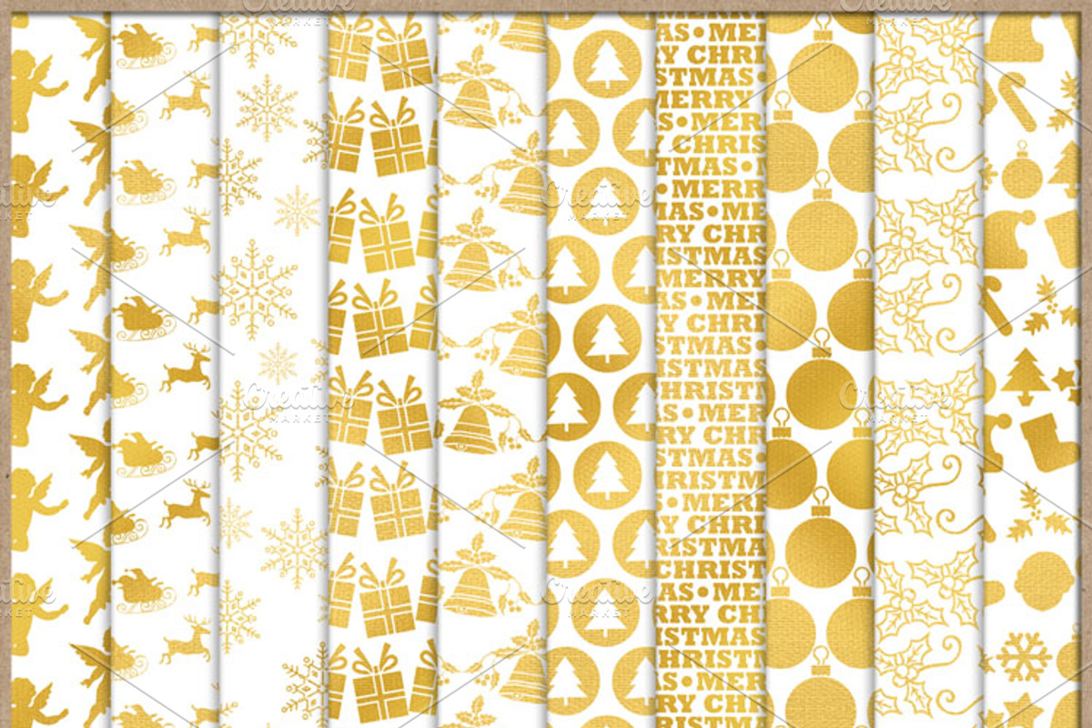 Christmas Gold Patterned Papers 1, a Pattern Graphic by Adriana Ferrari (Photo 1 of 2)