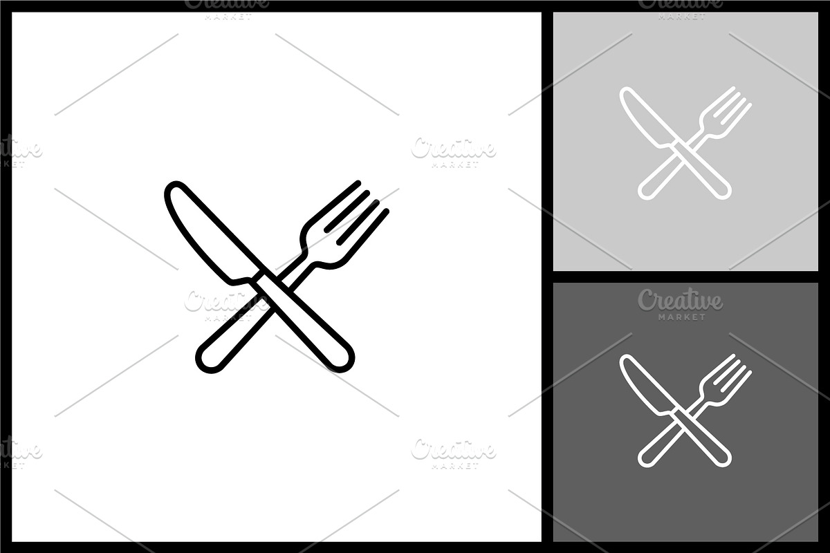 Crossed Fork and Knife Icon, an Outline Icon by quadrazo