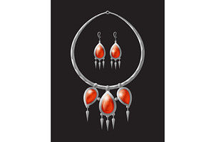 Earrings Necklace Collection Vector