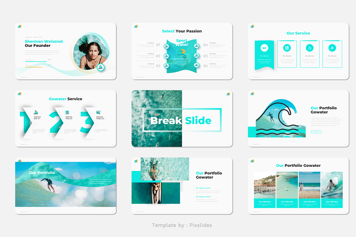 Water Sports & Surfing PowerPoint, a Presentation Template by Pixslides (Photo 4 of 6)