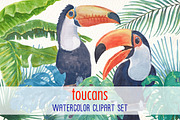toucans and flamingos watercolor set, an Illustration by Art & Things (Thumbnail 3 of 7)