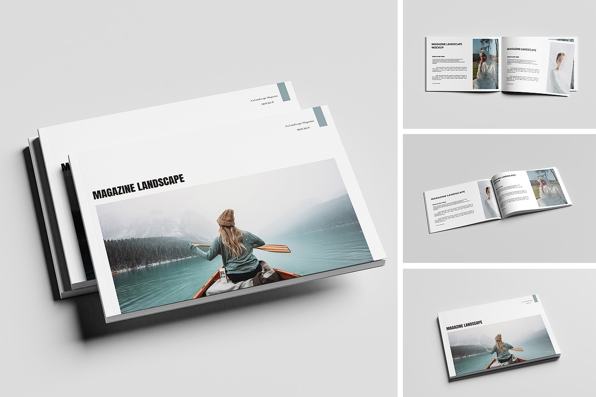 A4 Landscape Magazine Mockup, a Books & Magazine Mockup by Akaimockup