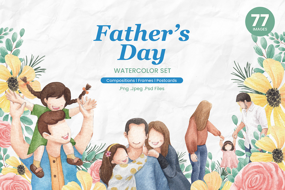 Father's Day Watercolor Illustration, a Person Illustration by CreativeValuation (Photo 1 of 12)
