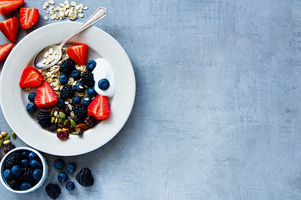 Oat flakes berries with yogurt stock photo containing free and gluten, a Food & Drink Photo by Yuliya Gontar