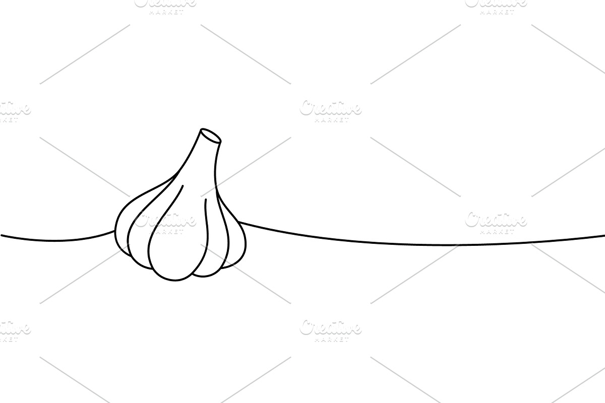 Garlic bulb one line continuous, a Food Illustration by GraphiShop