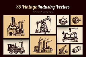 Vintage Industry Illustration Set, an Object Illustration by Prosymbols