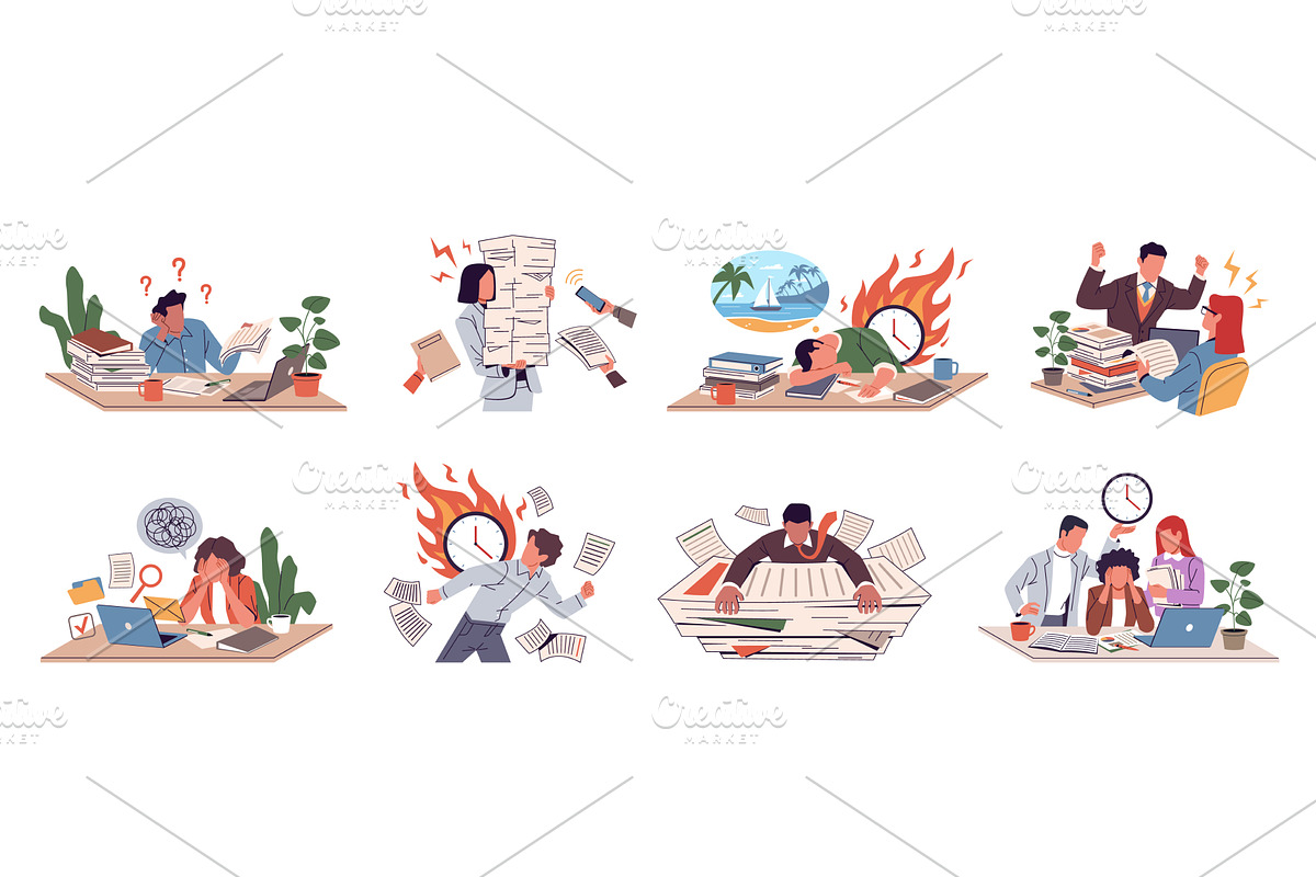 Stressful workplace situations, a Person Illustration by YummyBuum