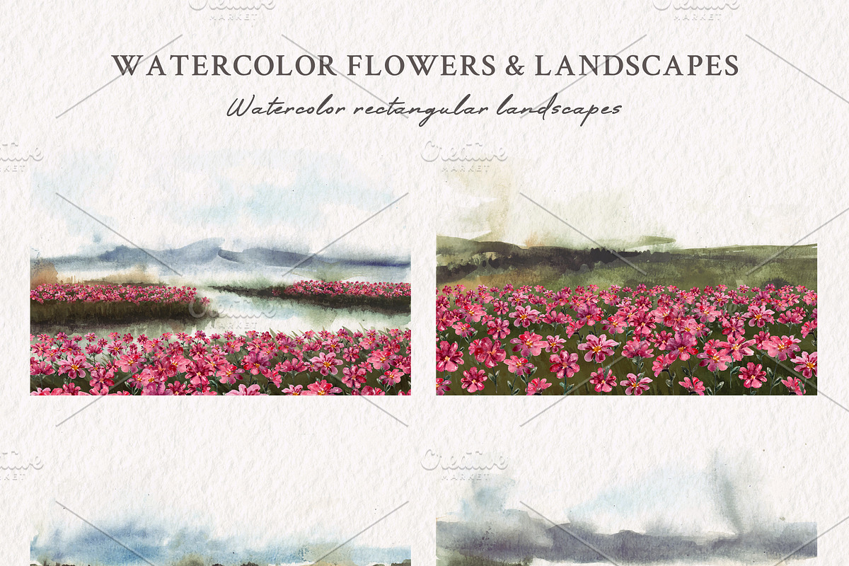 Watercolor Flowers & Landscapes, an Object Illustration by Yorda Studio (Photo 3 of 10)
