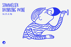 Sommelier Drinking Wine Doodle, a Person Illustration by Danil Polshin
