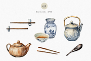 Watercolor Japanese Ceramics, a Decorative Illustration by ThaismotaCreativeCo (Thumbnail 3 of 7)