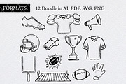 American Football Doodles Clipart, an Object Graphic by Guavanaboy (Thumbnail 2 of 3)