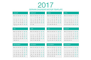 German Calendar Vector 2017