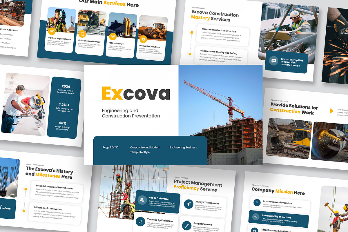 Excova Engineering Construction PPT, a Presentation Template by kerismaker (Photo 1 of 10)