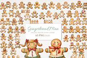 Gingerbread Man Clipart 65 PNG, a Seasonal Illustration by EleSArtDesign (Thumbnail 1 of 4)