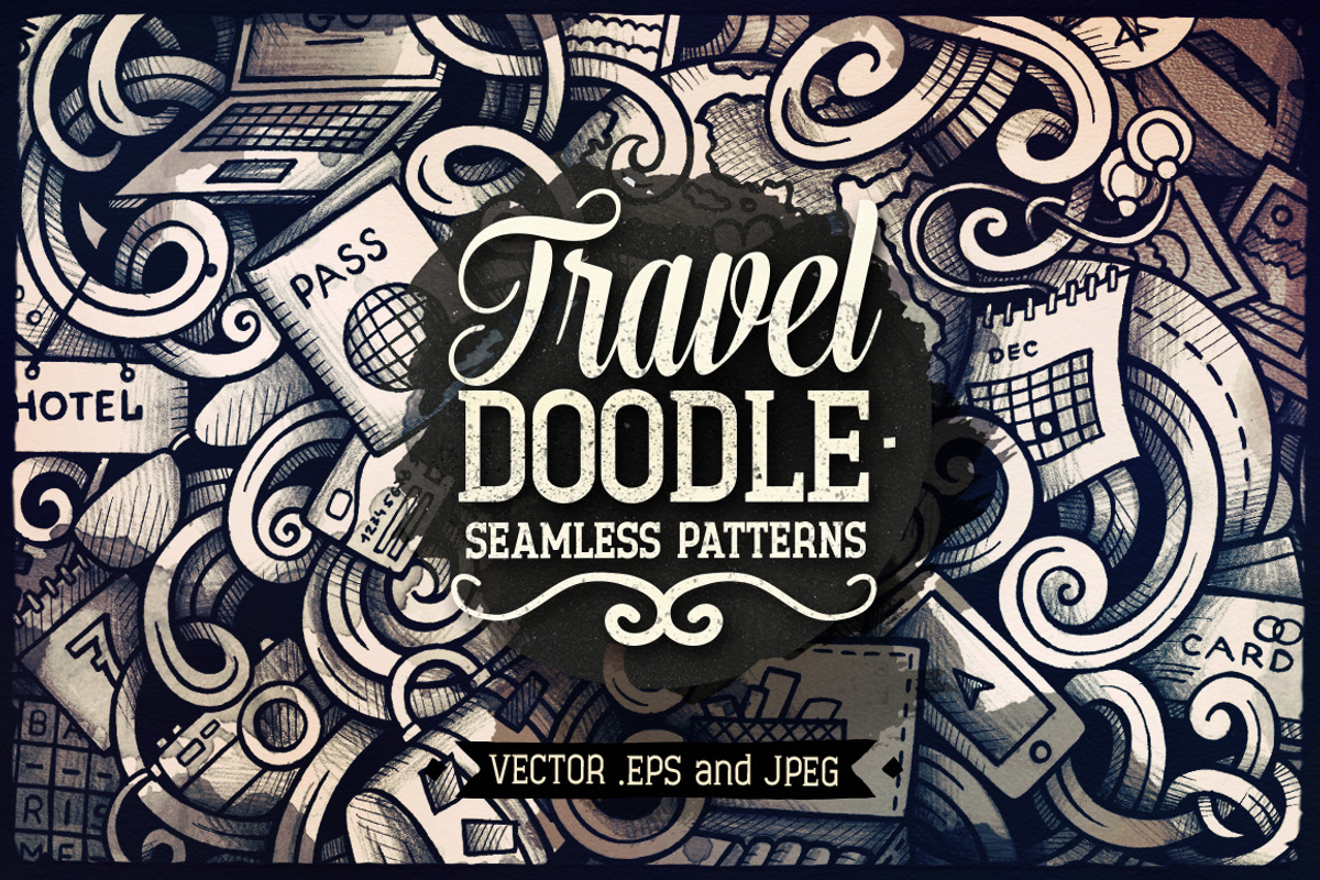 Travel Graphics Doodles Patterns, a Decorative Illustration by BALABOLKA (Photo 1 of 6)