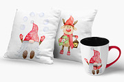 Watercolor Christmas Gnome Clipart, a Seasonal Illustration by Daryartsy (Thumbnail 4 of 12)
