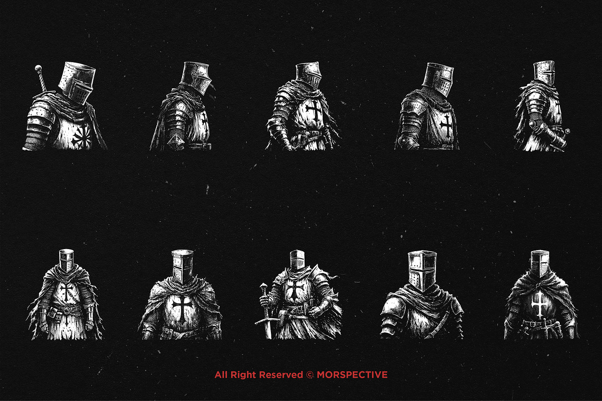10 Bundle Dark Art Crusader Soldier, an Illustration by Morspective (Photo 6 of 7)