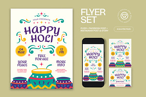 Happy Holi Flyer, a Flyer Template by graphicook
