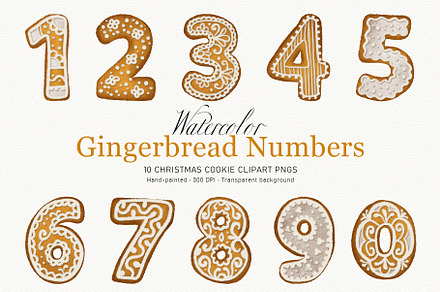Watercolor Gingerbread Numbers