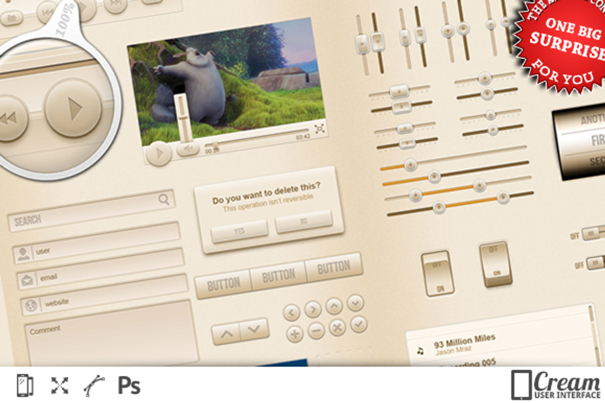 CreamUI - mobile interface kit, an UI Kit Template by Picseel (Photo 1 of 5)