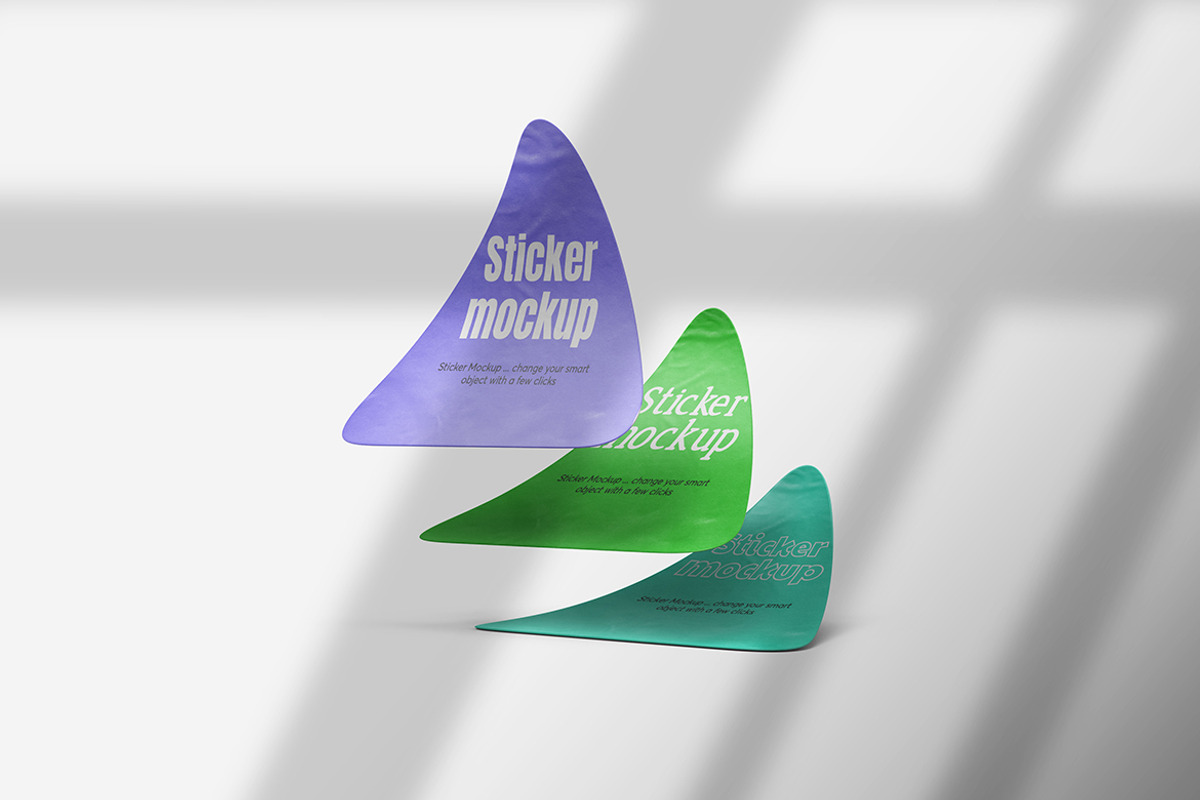 Triangle Sticker Mockup, a Print Template by PrexTheme