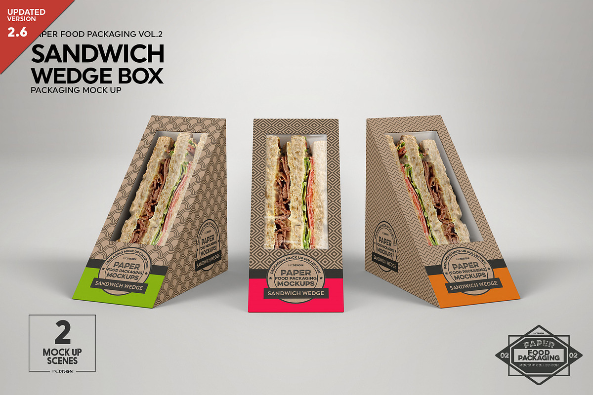 Sandwich Wedge Box Packaging Mockup, a Cups & Container Mockup by INCDesign (Photo 1 of 10)