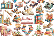 Watercolor Book Lover Clipart Bundle, an Illustration by MockupWizard (Thumbnail 1 of 6)