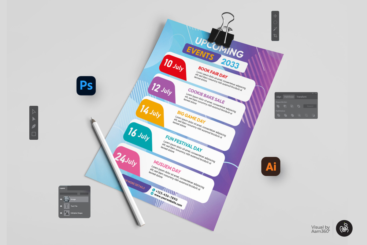 Events Schedule Flyer Template, a Flyer Template by Aam360