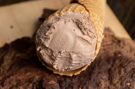 Chocolate ice cream in a waffle cup, a Background Photo by MyPhotos