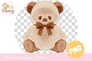Cozy Teddy Bears & Ribbon Clipart, a Decorative Illustration by CpSnowy (Thumbnail 2 of 3)