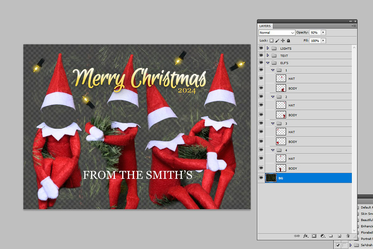 Funny Elf Family Christmas Card PSD, a Card Template by HaywireMedia & Mockups (Photo 3 of 5)