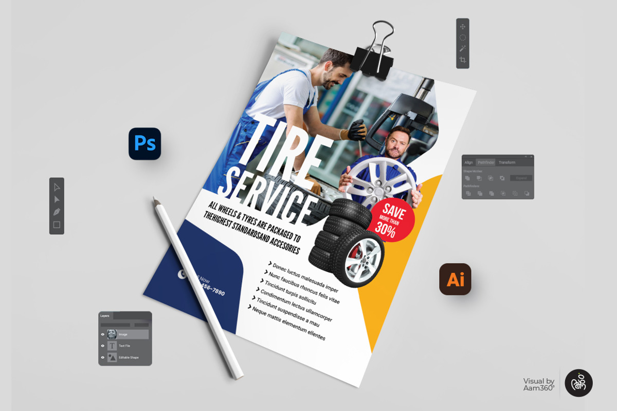 Tire Repair Service Flyer Template, a Flyer Template by Aam360 (Photo 2 of 5)