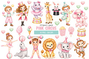 Watercolor Circus Animals