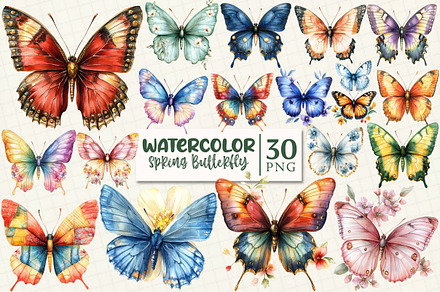 Colorful Spring Butterfly Clipart, an Illustration by OK Design